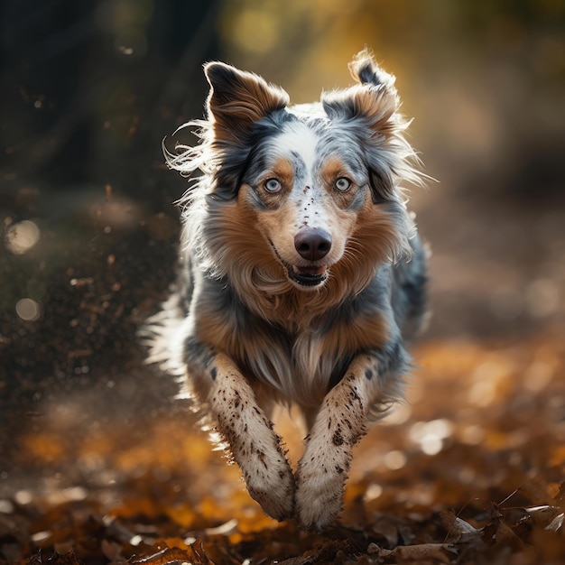 Fotografia de cão a correr de perto