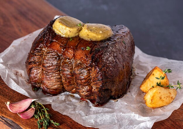 Fotografia de comida de lombo de carne assada