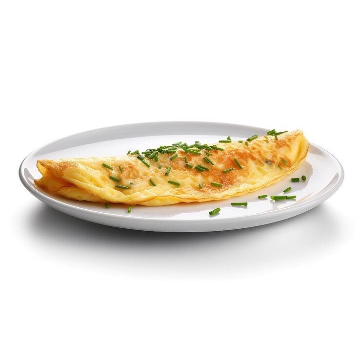 Foto fotografia de comida de omelete no prato isolado no fundo branco