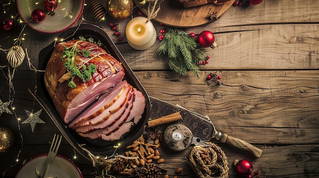 Fotografia de comida de presunto assado