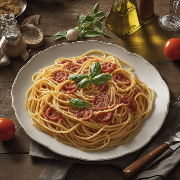 Fotografia de Comida Italiana Pasta de Espaguete