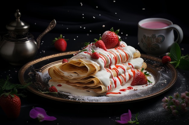 Fotografia de comida mágica de crepe de tapioca