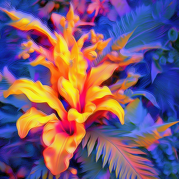 Fotografia de cores brilhantes de uma flor amarela em um jardim generativo ai