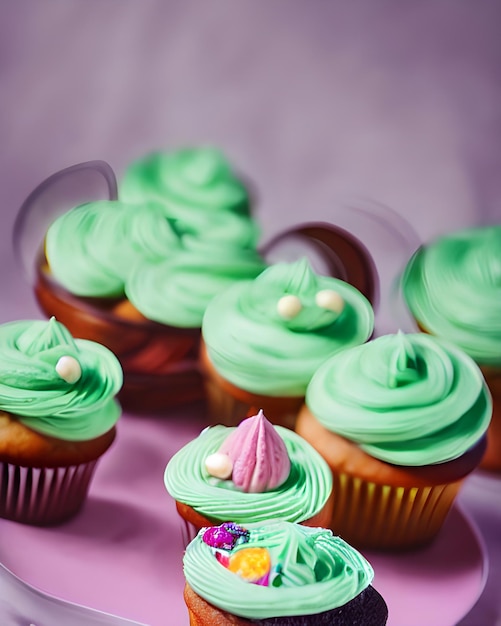 Fotografia de cupcakes coloridos