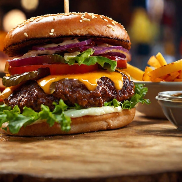 Fotografia de deliciosos cheeseburgers