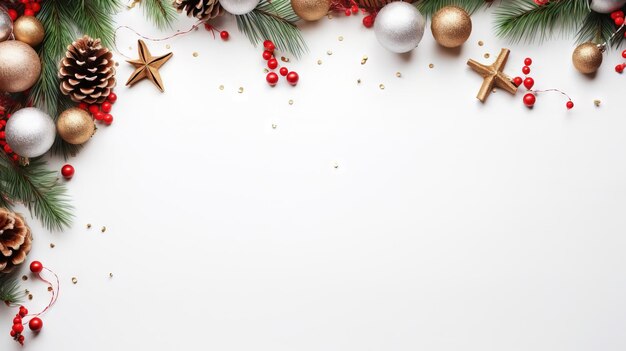 Fotografia de estoque estilo Natal plano ai gerado ilustração de fundo de Natal em fundo branco