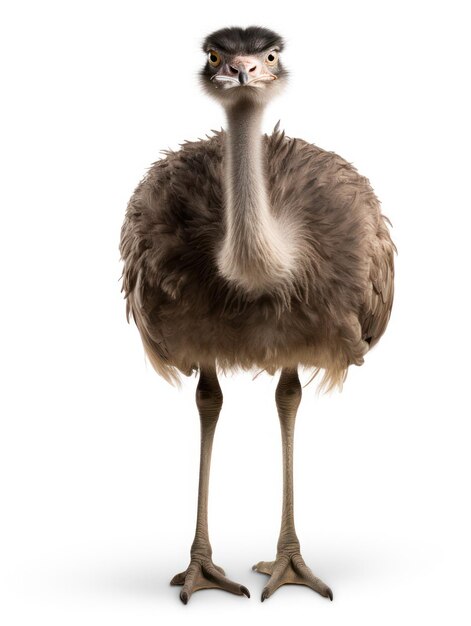 Foto fotografia de estúdio de avestruz isolada em fundo branco claro ia generativa