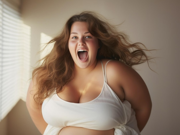 Fotografia de estúdio de gestos emocionais de mulheres jovens e grandes.