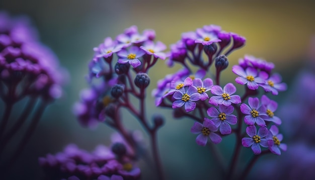 Fotografia de flores roxas com um foco suave