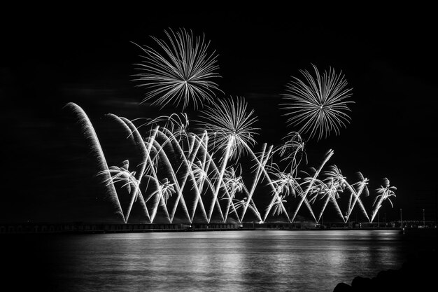 Foto fotografia de fogos de artifício à noite longa exposição efeito mágico