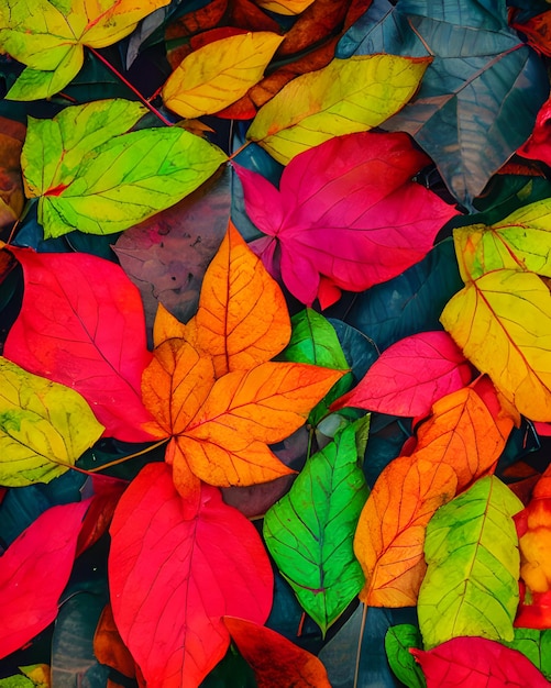 Foto fotografia de folhas coloridas