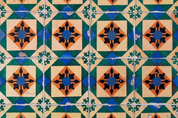 Foto fotografia de fundo de padrão antigo de azulejos portugueses