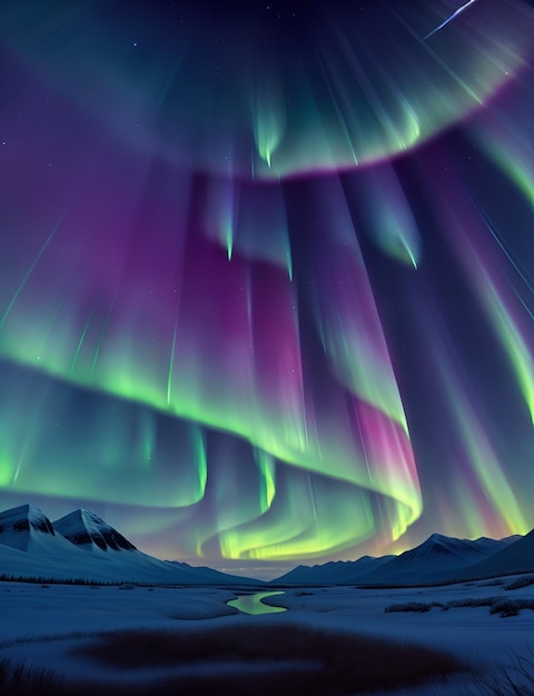 Fotografia de fundo de papel de parede da Aurora no céu