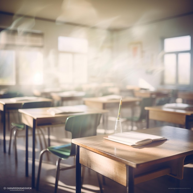 Fotografia de fundo desfocado da sala de aula