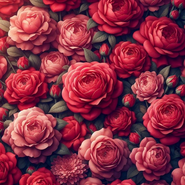 Fotografia de fundo textura de flores vermelhas rosas vermelhas significa amor e romântico