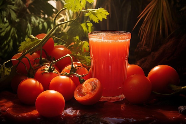Fotografia de imagens de suco de tomate tropical