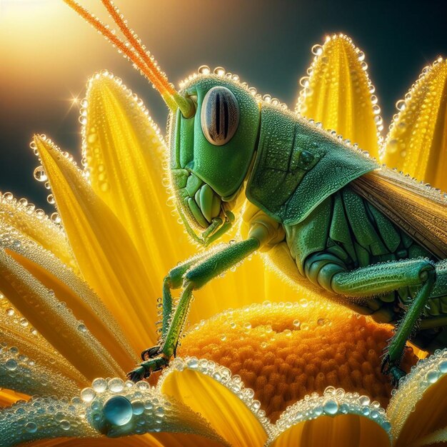Foto fotografia de macros insetos de gafanhoto verde