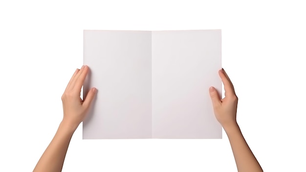 Fotografia de Mão Humana Segurando Papel BiFold Branco em Branco