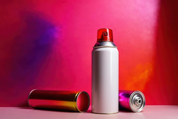 Fotografia de maquete de embalagem de produto de sessão de fotos publicitárias de estúdio de lata de spray