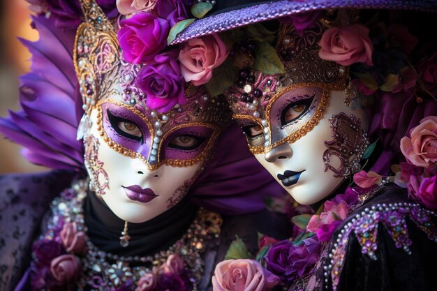 Foto fotografia de mardi gras de melodias enmascaradas