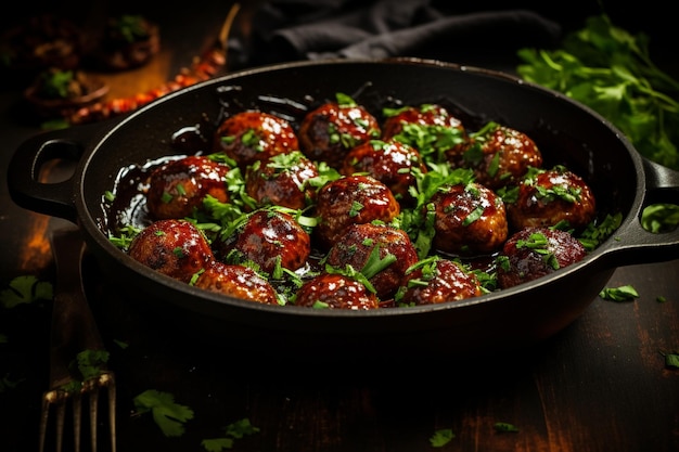 Foto fotografia de meatballs cheios de sabor