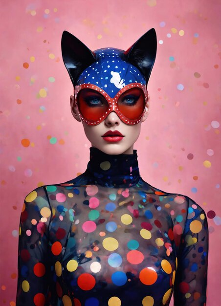 Fotografia de moda de uma bela mulher com uma máscara de carnaval