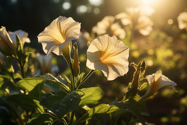 Fotografia de Morning Glory com luz natural IA geradora