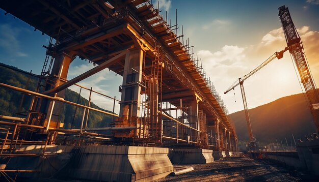 Fotografia de obras de construção de pontes e viadutos