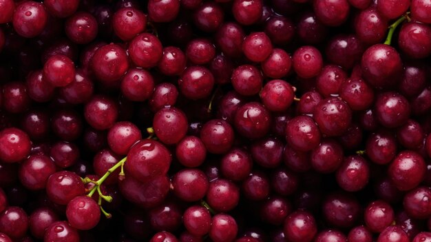 Fotografia de padrão uniforme de frutas e bagas uvas vermelhas de fundo