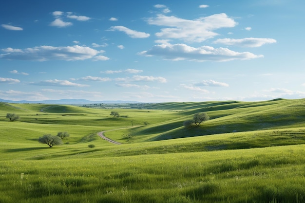 Fotografia de paisagem de pradarias e campos verdes