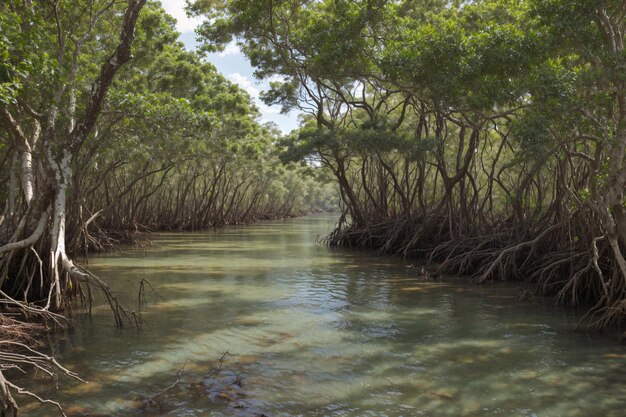 Fotografia de paisagem de praia de mangue