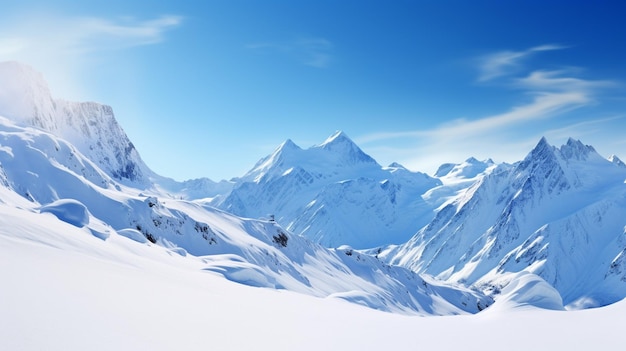 Fotografia de paisagem de uma serena cordilheira de neve