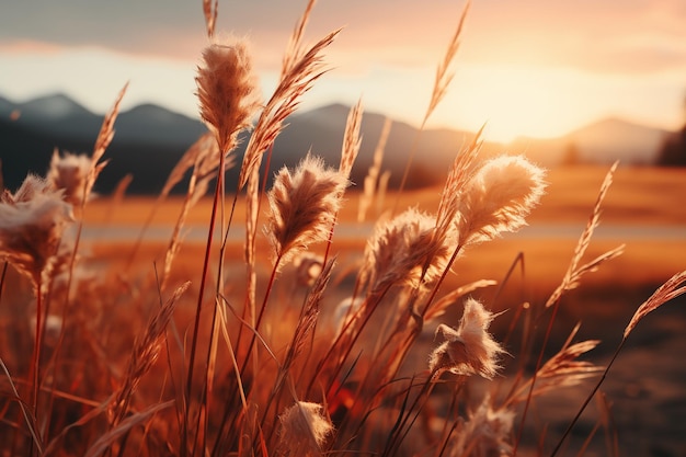 Fotografia de paisagem minimalista prado nascer do sol IA generativa