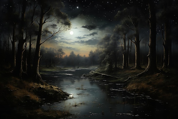 Fotografia de paisagem noturna de lona de veludo noturno