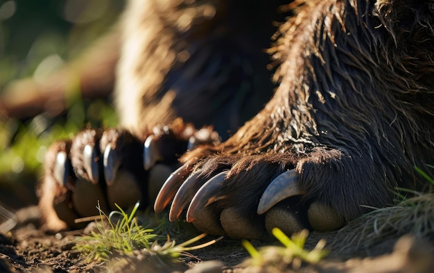 Fotografia de perto de garras de um urso urso