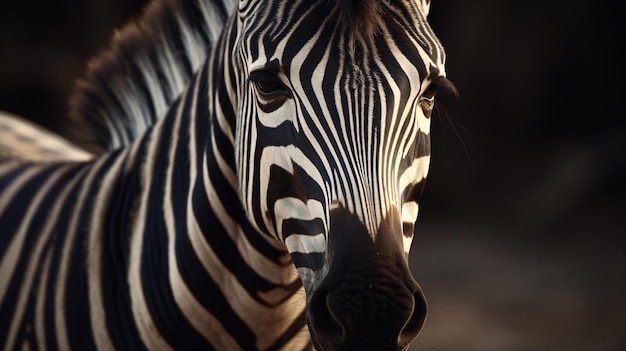 fotografia de perto de uma zebra, um animal selvagem