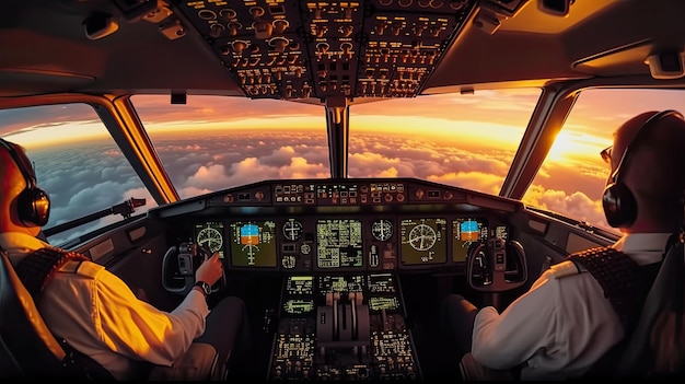 fotografia de pilotos voando o avião Deck de voo de aeronaves modernas