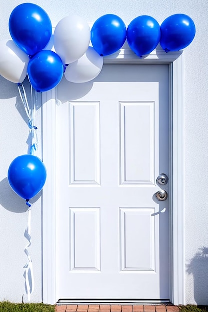 Foto fotografia de porta de campo de balão realista