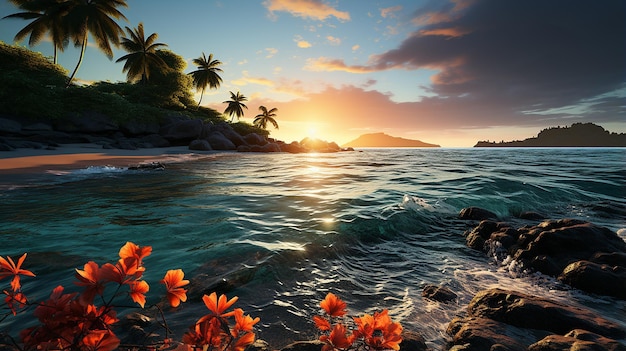 Fotografia de praias tropicais exóticas com águas cristalinas