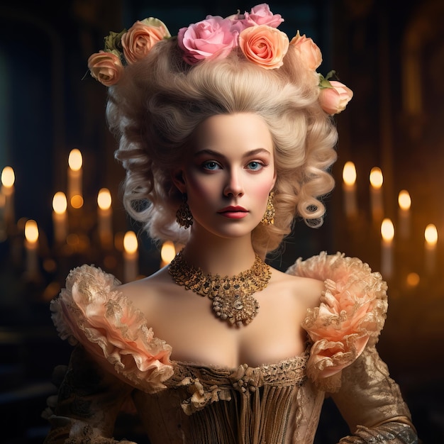 fotografia de retrato de MARIE ANTOINETTE cinematográfica Generative AI