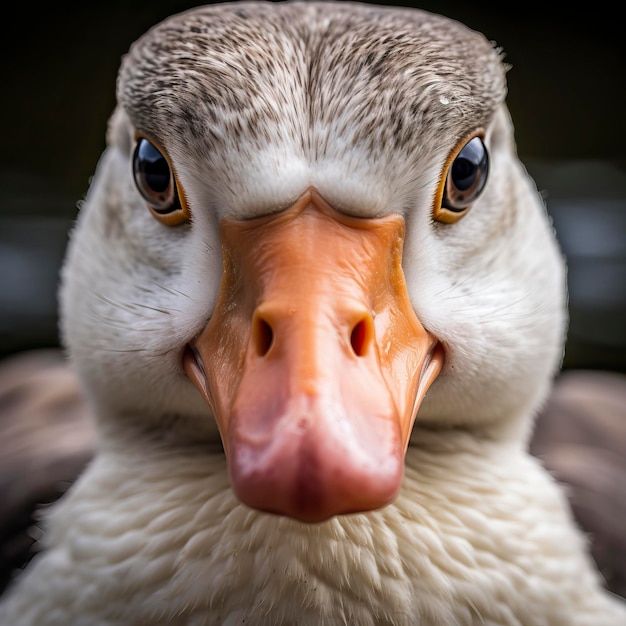 Fotografia de retrato em close-up de um ganso zangado