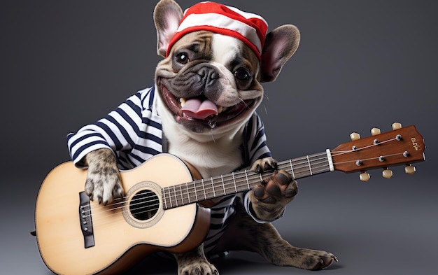 Fotografia de um Bulldog Francês Musical Generative AI