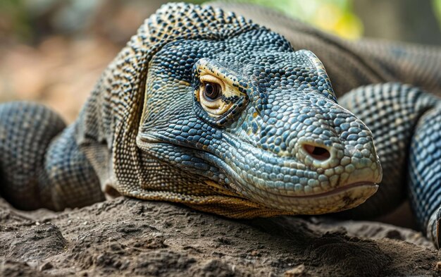 Fotografia de um dragão de Komodo em repouso