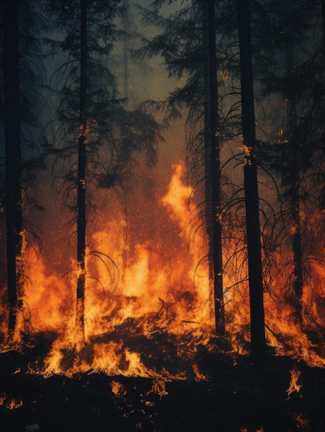 Fotografia de um incêndio florestal na Turquia