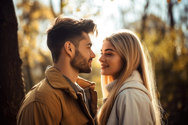 Fotografia de um jovem casal a passar tempo juntos ao ar livre