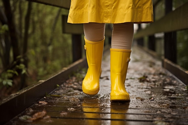 Foto fotografia de um jovem empresário de sapatos amarelos segurando um guarda-chuva variado em uma rua chuvosa