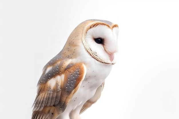 Foto fotografia de uma coruja de celeiro em fundo branco