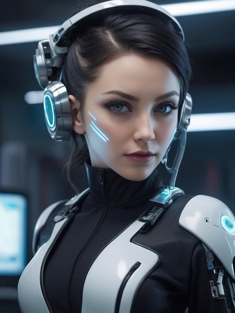 Foto fotografia de uma enfermeira sexy estilo cyberpunk futurista ai generativo