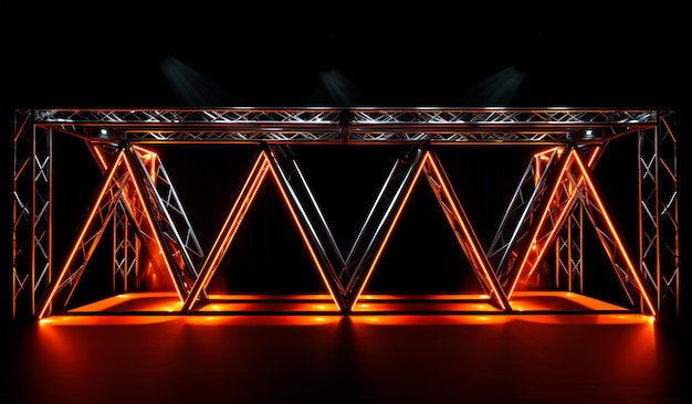 fotografia de uma estrutura de ferro com luzes