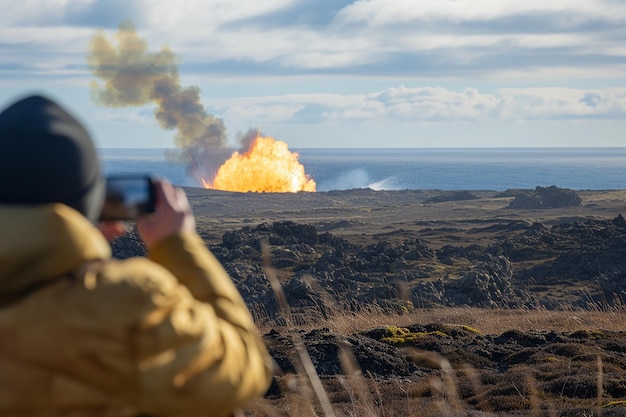 Foto fotografia de uma explosão nuclear